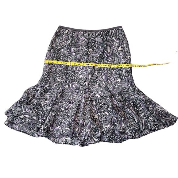 Sigrid Olsen Gray and Light Lavender Purple Flowy Patterned Skirt Size 8 - Picture 7 of 11